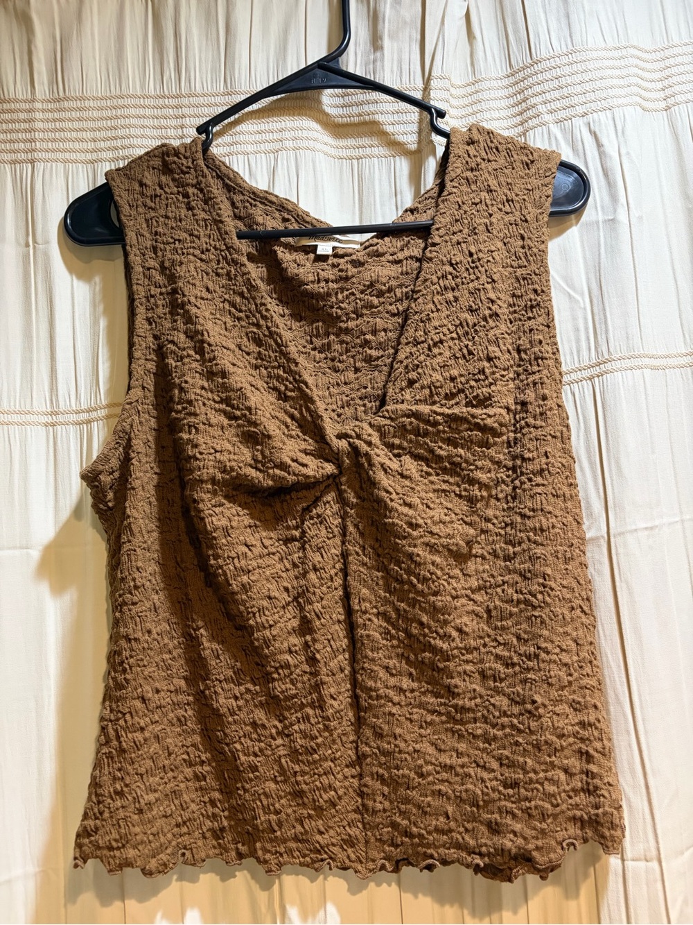 Madewell Brown Textured Twist Front Sleeveless Top